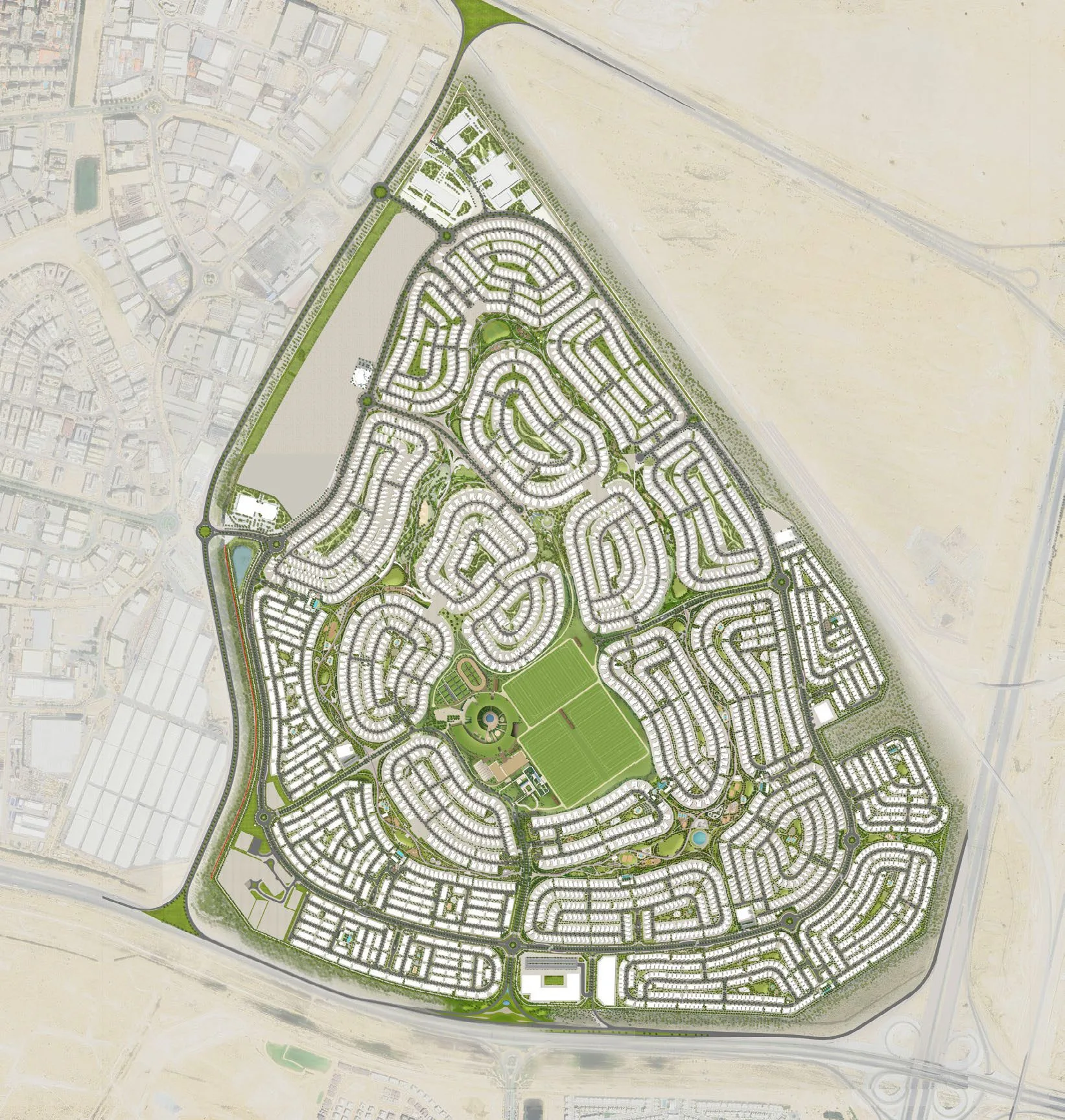 Lunaya masterplan showing lagoons, parks, villas and Lunaya Terraces